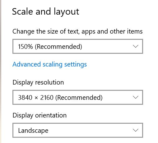 Scale and Layout Settings
